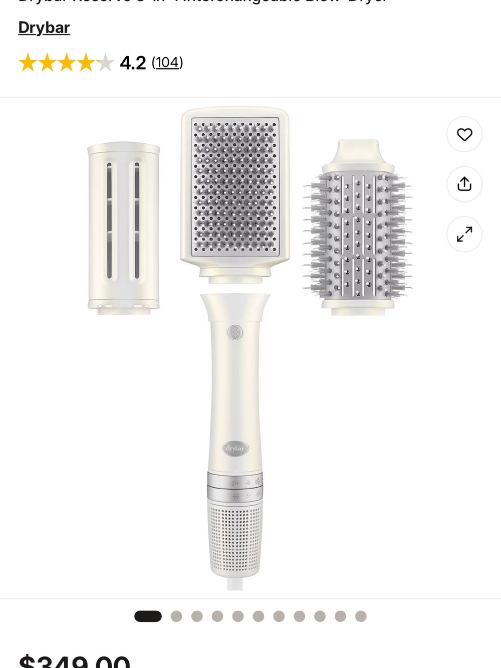 Drybar Cream 3‑Attachment Heated Styling Brush for Men